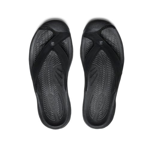 Women's Waimea Leather Flip-Flop  |  Black/Black - Image 4